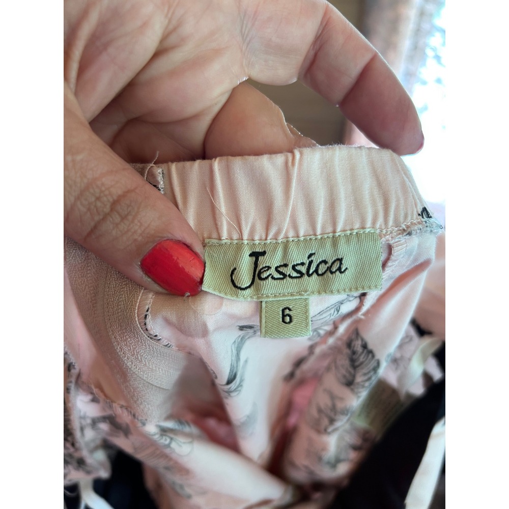 Vintage Floral Halter Dress Size 6 Pink Black Rockabilly Y2K Jessica Pinup Trad - Picture 9 of 13